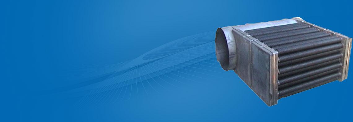 Headerbild mit einem Rippenrohrwärmetauscher von Anthermo.